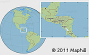 Savanna Style Location Map of Honduras, hill shading inside