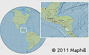 Savanna Style Location Map of Honduras, hill shading outside