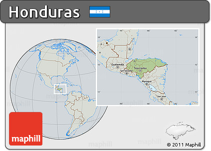 Savanna Style Location Map of Honduras, lighten, semi-desaturated