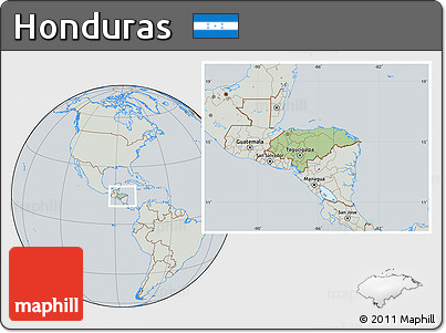 Savanna Style Location Map of Honduras, lighten, semi-desaturated