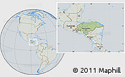 Savanna Style Location Map of Honduras, lighten, semi-desaturated