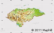 Physical Map of Honduras, cropped outside