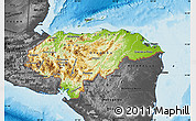 Physical Map of Honduras, darken, desaturated, land only