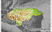 Physical Map of Honduras, darken, desaturated