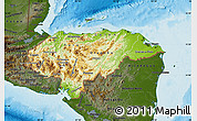 Physical Map of Honduras, darken, land only