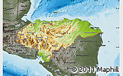 Physical Map of Honduras, darken, semi-desaturated, land only