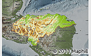 Physical Map of Honduras, darken, semi-desaturated