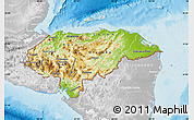 Physical Map of Honduras, lighten, desaturated, land only
