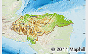 Physical Map of Honduras, lighten, land only