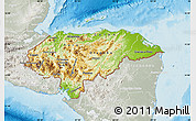 Physical Map of Honduras, lighten, semi-desaturated, land only