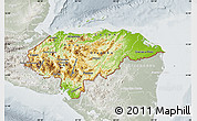 Physical Map of Honduras, lighten, semi-desaturated