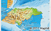 Physical Map of Honduras, political shades outside, shaded relief sea