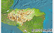 Physical Map of Honduras, satellite outside