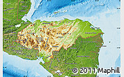 Physical Map of Honduras, satellite outside, shaded relief sea