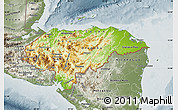 Physical Map of Honduras, semi-desaturated