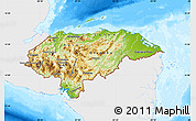 Physical Map of Honduras, single color outside, bathymetry sea