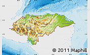 Physical Map of Honduras, single color outside