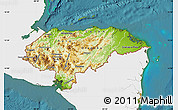 Physical Map of Honduras, single color outside, satellite sea