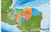 Political Map of Honduras, satellite outside, bathymetry sea