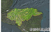 Satellite Map of Honduras, darken, semi-desaturated