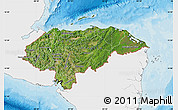 Satellite Map of Honduras, single color outside, bathymetry sea, shaded relief sea