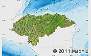 Satellite Map of Honduras, single color outside, shaded relief sea