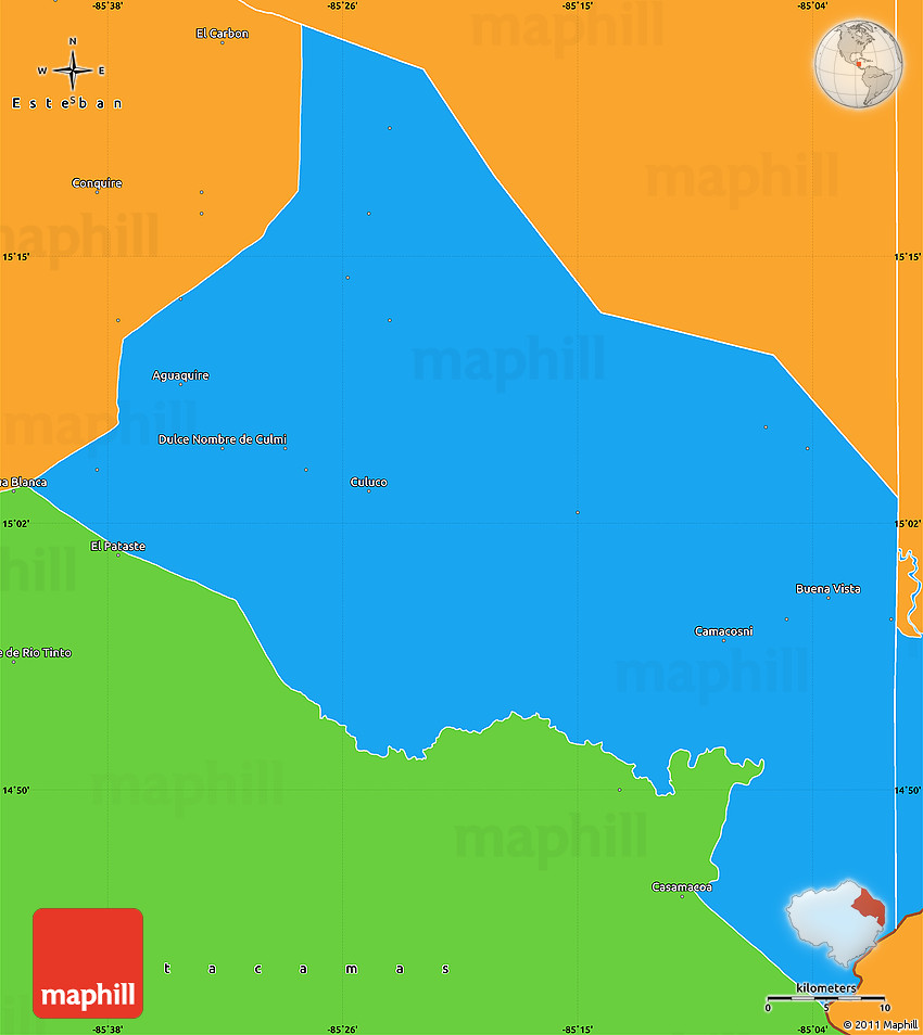 Political Simple Map of Dulce Nombre De Culmi