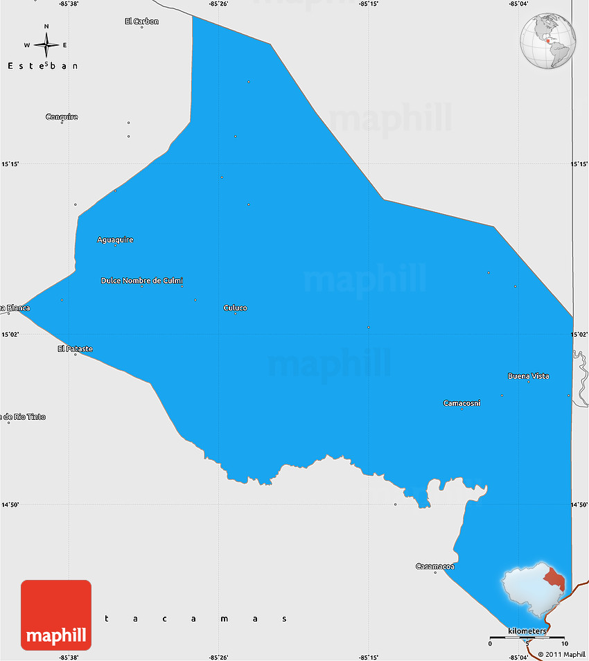 Political Simple Map of Dulce Nombre De Culmi, single color outside