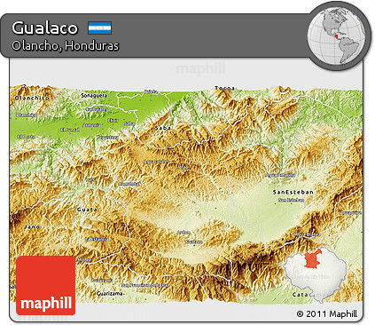 Physical 3D Map of Gualaco