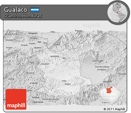 Silver Style 3D Map of Gualaco