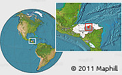Satellite Location Map of Gualaco, highlighted country, highlighted parent region