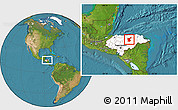 Satellite Location Map of Gualaco, highlighted country