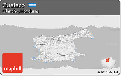 Gray Panoramic Map of Gualaco, single color outside