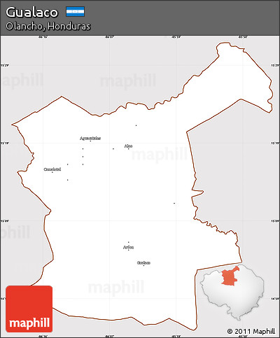 Classic Style Simple Map of Gualaco, cropped outside