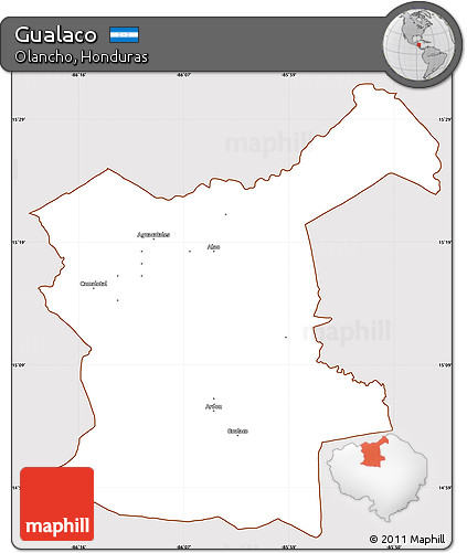 Classic Style Simple Map of Gualaco, cropped outside