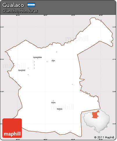 Classic Style Simple Map of Gualaco, cropped outside