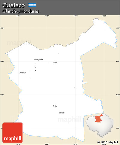 Classic Style Simple Map of Gualaco, single color outside