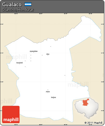 Classic Style Simple Map of Gualaco, single color outside