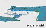 Flag Panoramic Map of Honduras, single color outside, satellite sea, flag centered