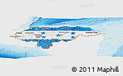 Flag Panoramic Map of Honduras, single color outside, shaded relief sea