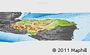 Physical Panoramic Map of Honduras, darken, desaturated, land only
