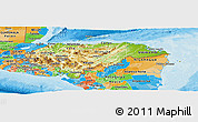 Physical Panoramic Map of Honduras, political outside