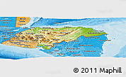 Physical Panoramic Map of Honduras, political shades outside