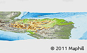 Physical Panoramic Map of Honduras, semi-desaturated, land only