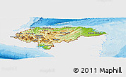 Physical Panoramic Map of Honduras, single color outside, bathymetry sea, shaded relief sea