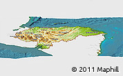 Physical Panoramic Map of Honduras, single color outside, satellite sea