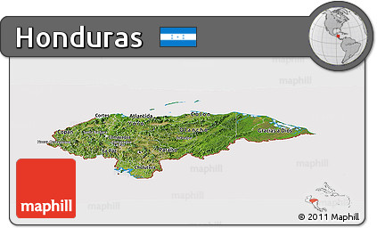 Satellite Panoramic Map of Honduras, cropped outside