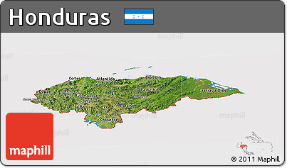 Satellite Panoramic Map of Honduras, cropped outside