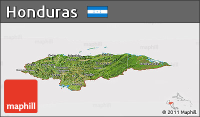 Satellite Panoramic Map of Honduras, cropped outside