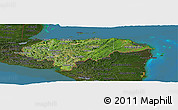 Satellite Panoramic Map of Honduras, darken, land only